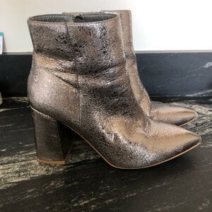 Metallic silver booties